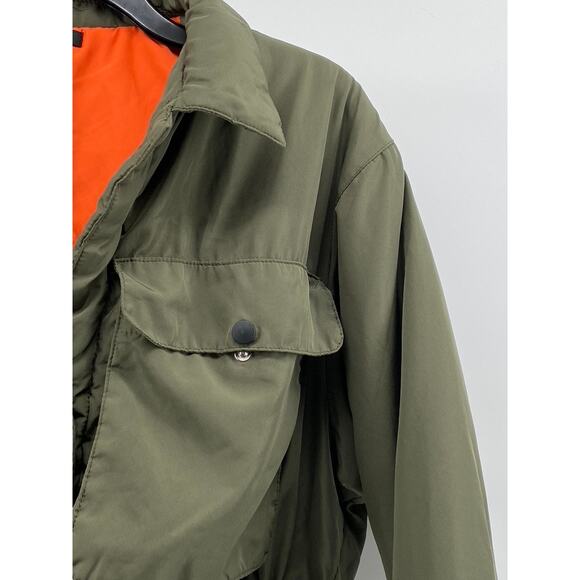 LABIJOU Women's Olive Green Snap-Button Cropped Puffer Jacket SZ M - Picture 3 of 10